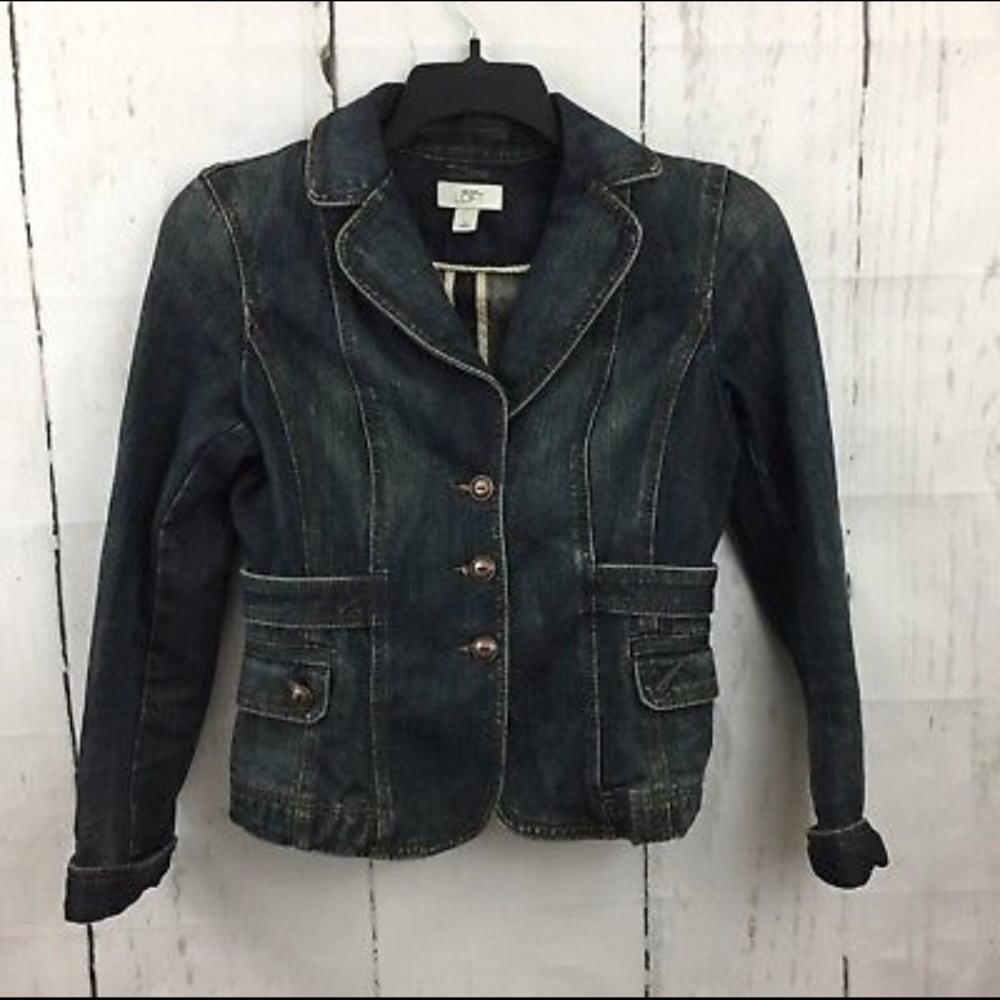 Ann Taylor LOFT Denim Jacket Blazer Size 0 EUC